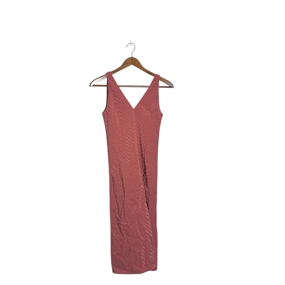 Everlane NWT Rust Colored City Striped Sleeveless V-neck Midi Dress - Picture 2 of 12